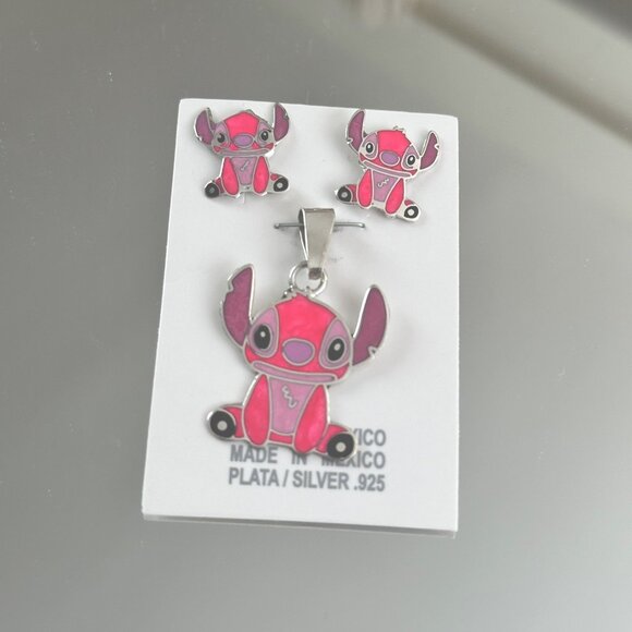 lilo and stitch set Earrings And Pendant Silver 925 - Picture 1 of 9